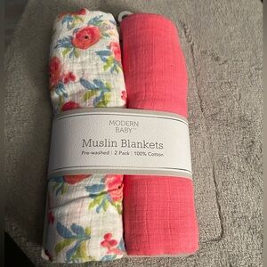 Pink and Floral Muslin Blankets